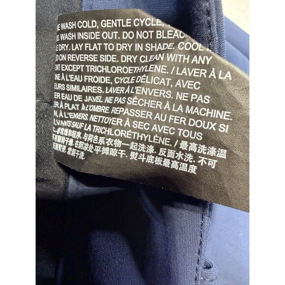 Theory Wide Leg Trousers Navy Blue Flat Front High Waist Modern Prep Women's 10 - Picture 6 of 9